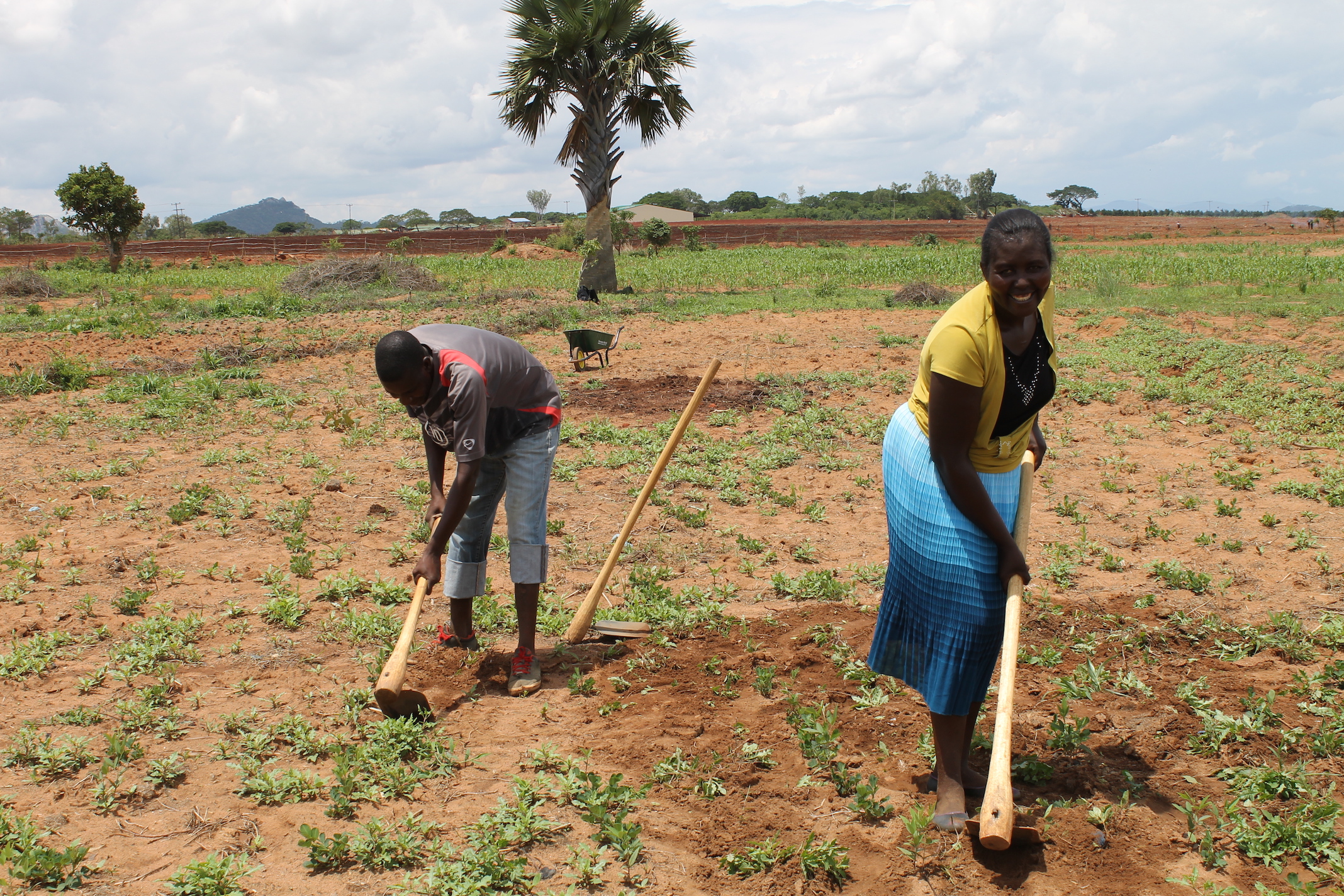 Anita Chitaya and Batam, members of SFHC, who are preparing the garden.